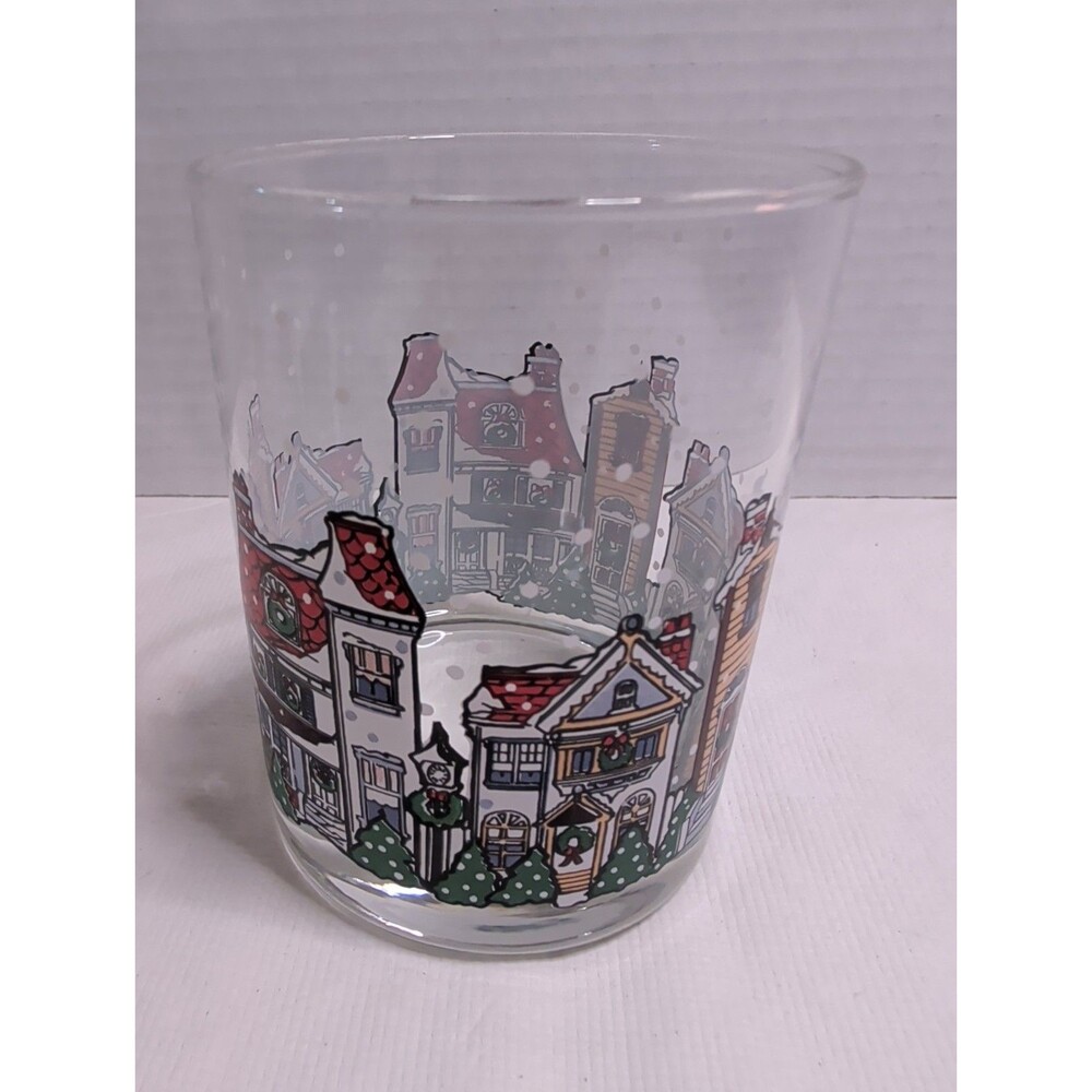 Luminarc Christmas HOLIDAY VILLAGE Pattern Houses Drinking Glass